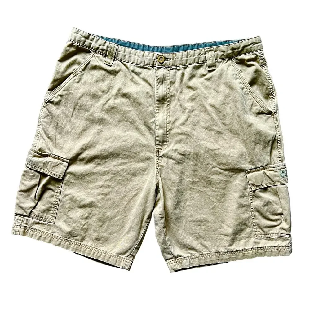Wrangler Hero Mans 100% Cotton Khaki Cargo Shorts Relaxed Fit‎ Size 42